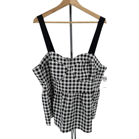 Fashion to Figure Black White Gingham Peplum Tank Top size 2 2X NWT - Picture 3 of 14